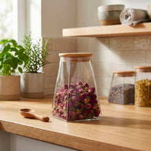 Charger l'image dans la galerie, POT TRIANGULAIRE AVEC COUVERCLE EN BOIS 740ML
