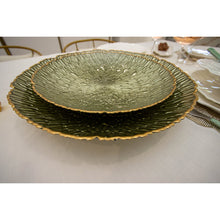 Charger l'image dans la galerie, Coupe verte avec bord doré 40.5cm
