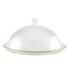 Charger l'image dans la galerie, Cloche en verre bords dorés sur plat 32x32x17cm
