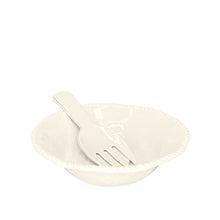 Charger l'image dans la galerie, Saladier et couverts à salade en mélamine crème bord corde
