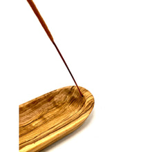 Charger l'image dans la galerie, Porte-encens ovale lisse 30 cm en bois d'olivier
