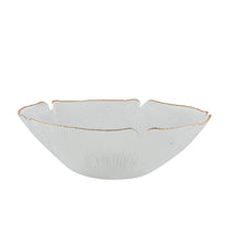 Charger l'image dans la galerie, Saladier floral en verre avec bords dores 25cm
