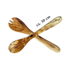 Charger l'image dans la galerie, Set de 5 couverts à salade en bois d'olivier 30 cm
