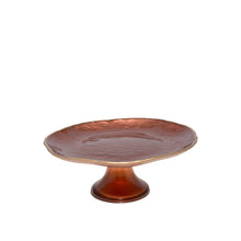 Charger l'image dans la galerie, Plat à gâteaux sur pied marron bord doré 21cm
