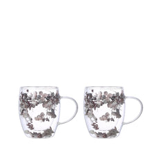 Charger l'image dans la galerie, Tasses à thé double paroi fleurs argentées 350ml - lot de 2
