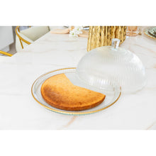 Charger l'image dans la galerie, Cloche en verre bords dorés sur plat 32x32x17cm
