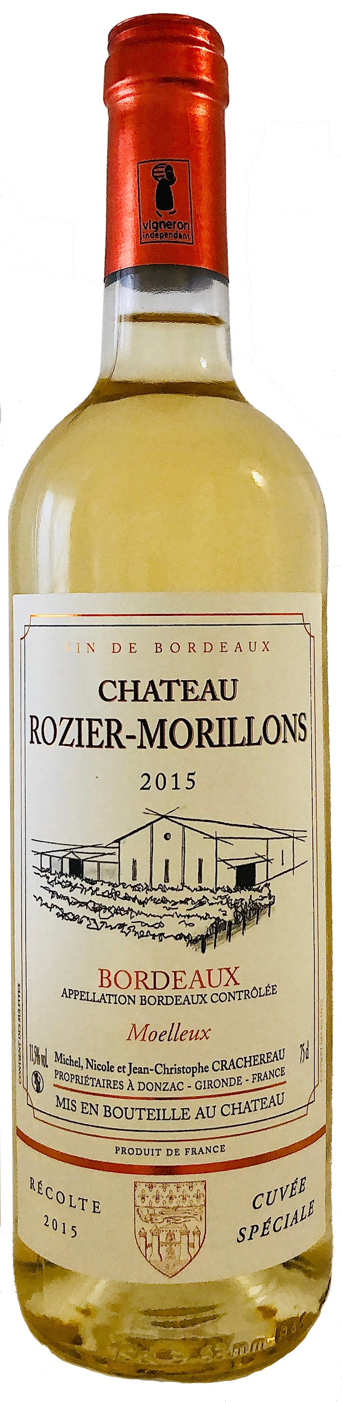 Château ROZIER-MORILLONS AOC BORDEAUX BLANC MOELLEUX – 2015 – 75 cL – Agriculture Raisonnée
